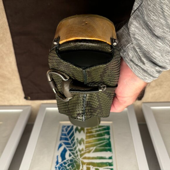 Gucci Mule Platforms in Python Snakeskin Green Leather - Picture 11 of 16